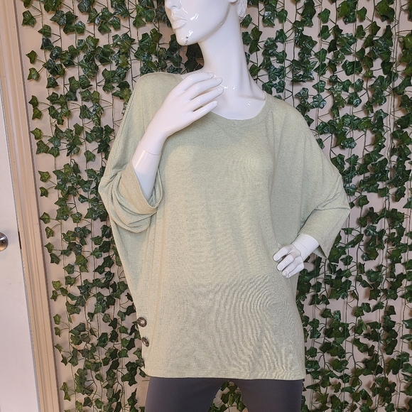 Reitmans Signature Women's XXL Shirt Avocado Green Casual Chic Dolman Sleeves - Picture 2 of 14